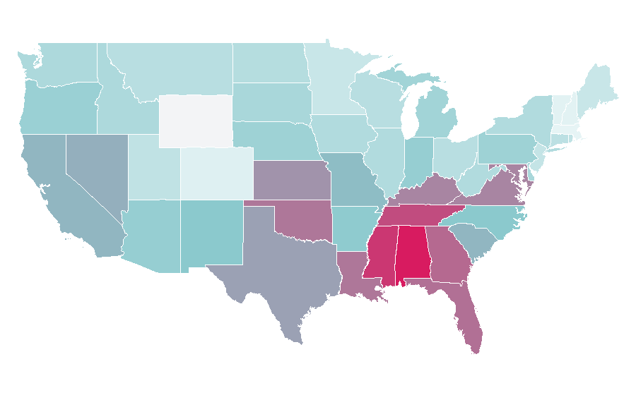 Afinidad por región — Injury, Estados Unidos