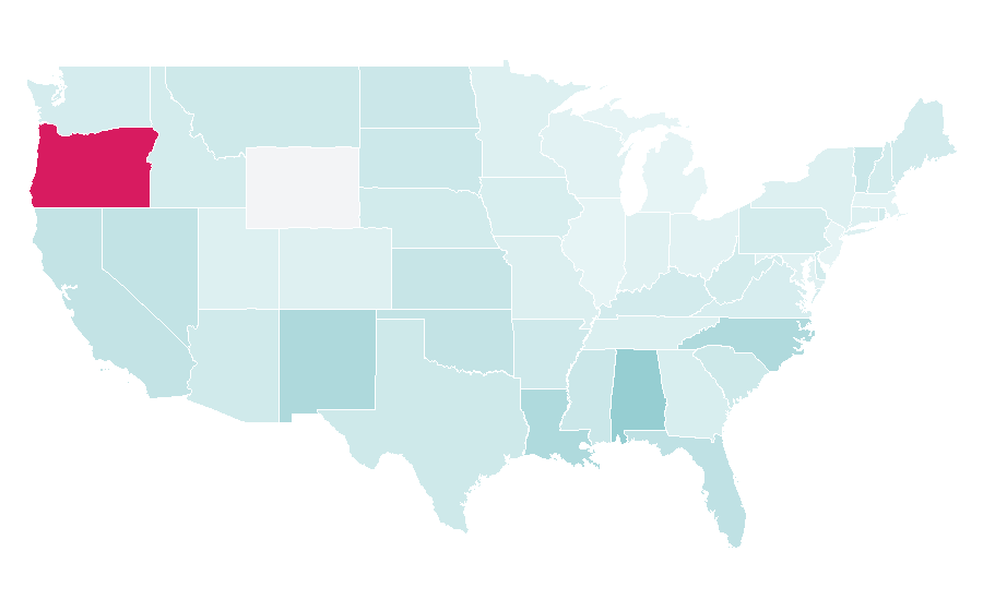 Afinidade por região — Internet access, Estados Unidos