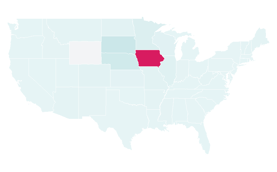 Affinity by region — Iowa Hawkeyes, United States