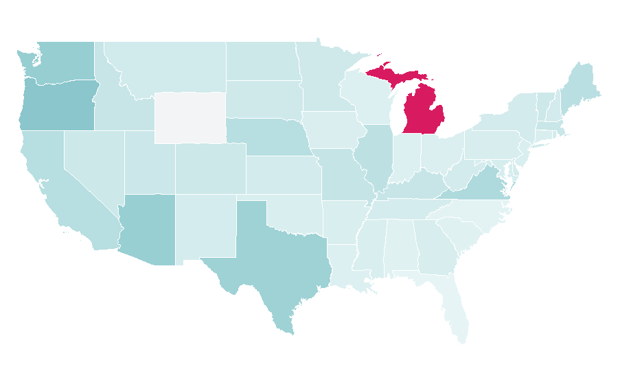 Affinity by region — Iraqi cuisine, United States