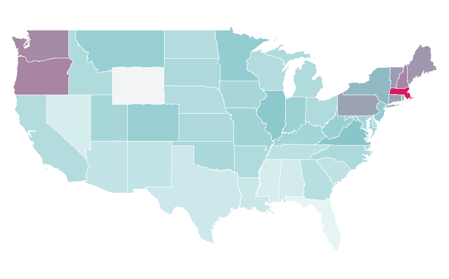 Affinity by region — Irish language, United States
