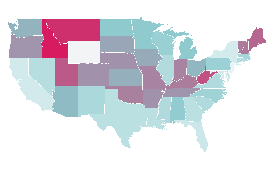 Affinity by region — Irish Wolfhound, United States