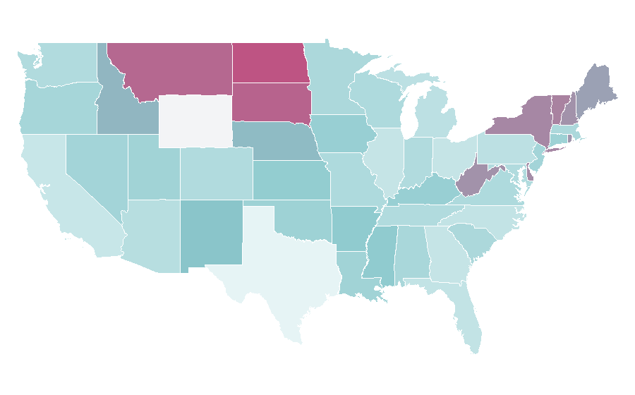 Affinity by region — Israeli cuisine, United States
