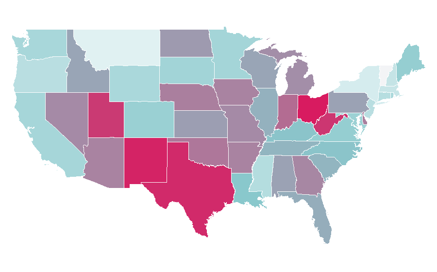 Affinity by region — Italian American cuisine, United States