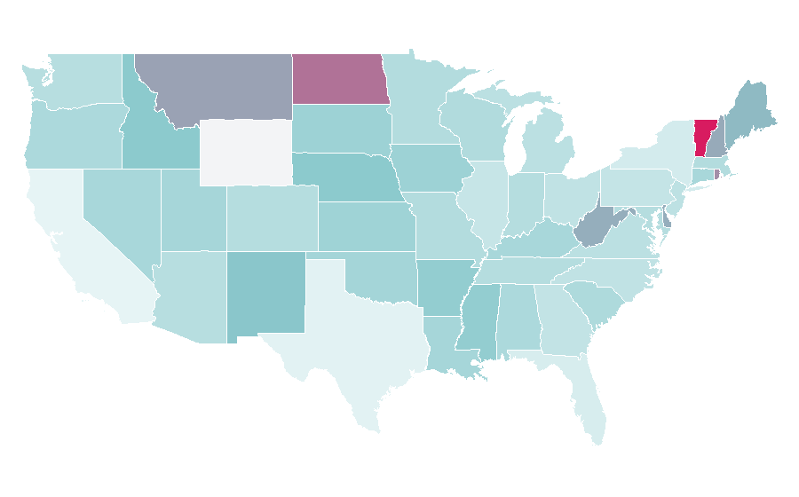 Affinity by region — Italic languages, United States