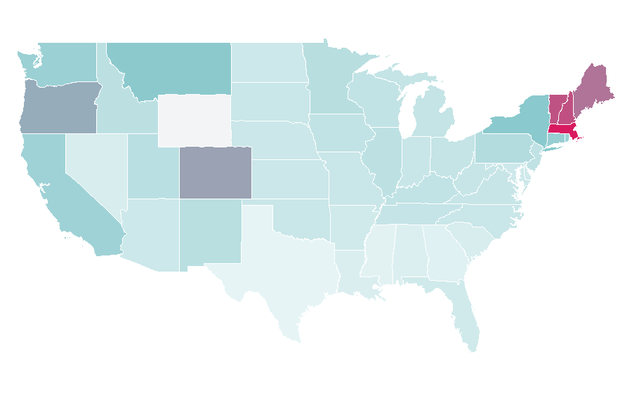 Affinity by region — Jack Kerouac, United States