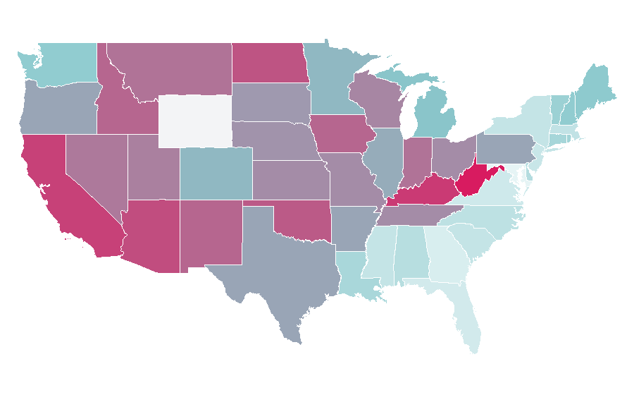 Affinity by region — Jackass: The Movie, United States