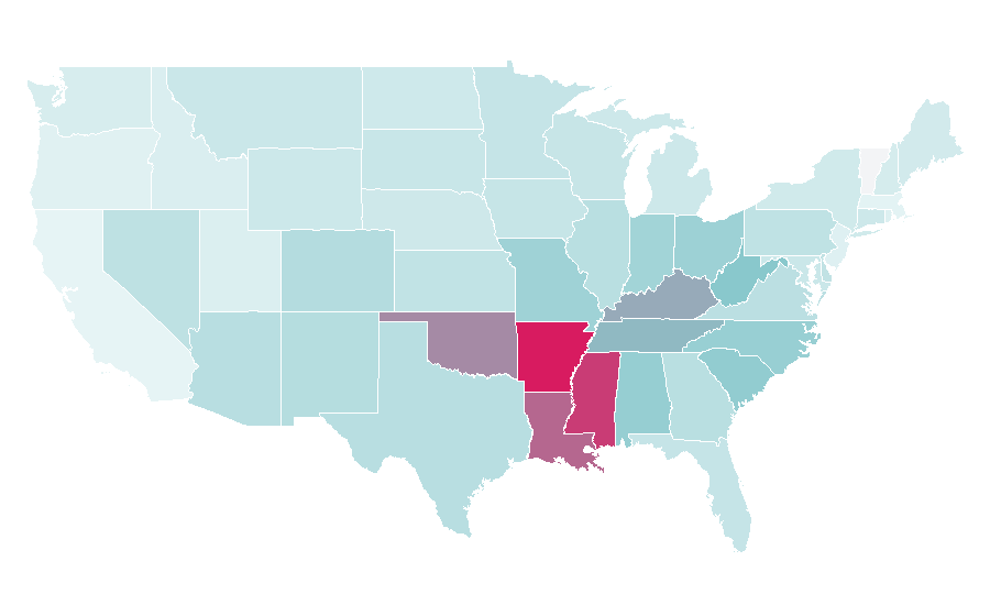 Affinity by region — Jackson Hewitt, United States