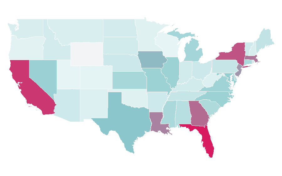 Affinity by region — J'Adore (fragrance), United States