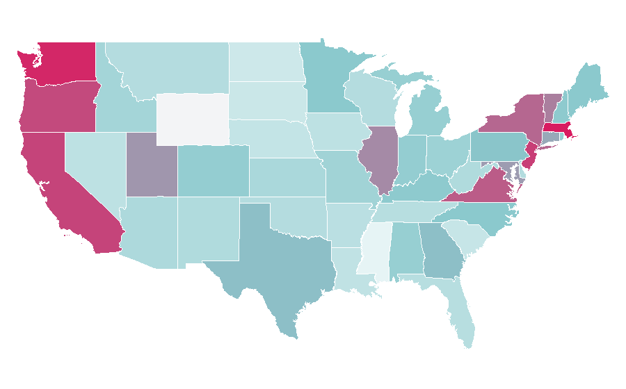 Affinity by region — Jainism, United States