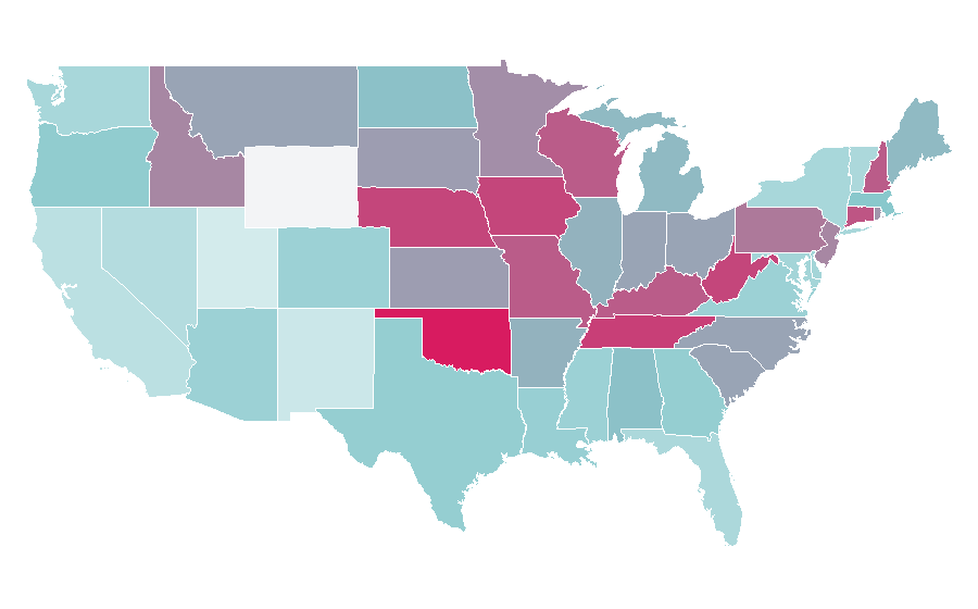 Affinité par région — James Van Der Beek, États-Unis