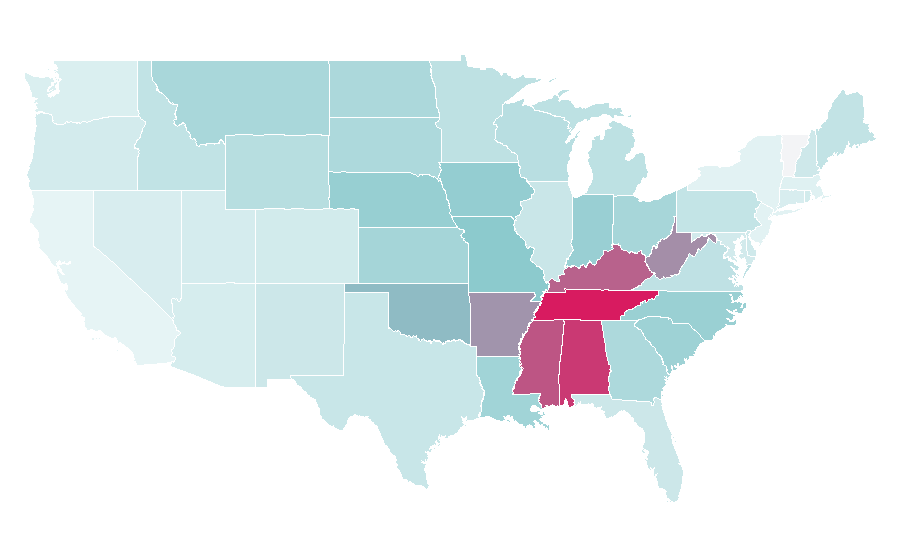 Affinity by region — Jamey Johnson, United States