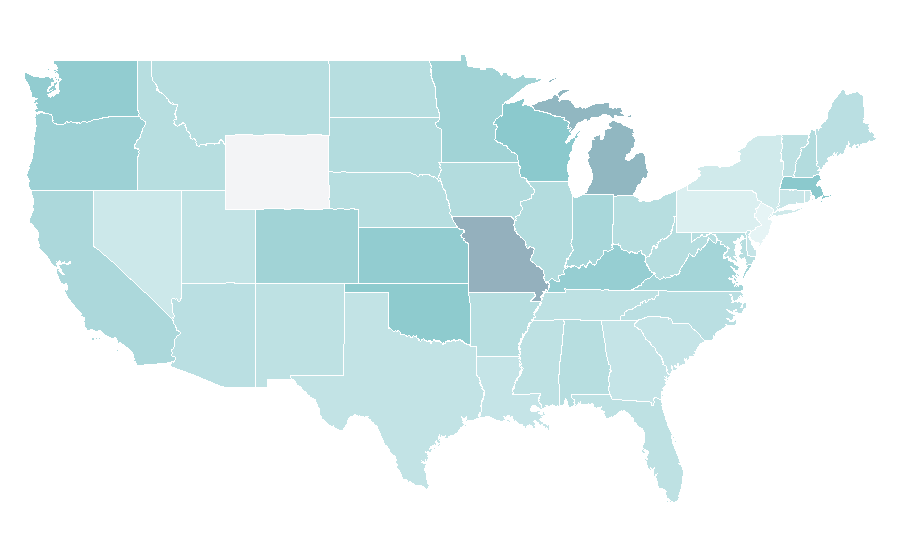 Affinity by region — Japanese martial arts, United States