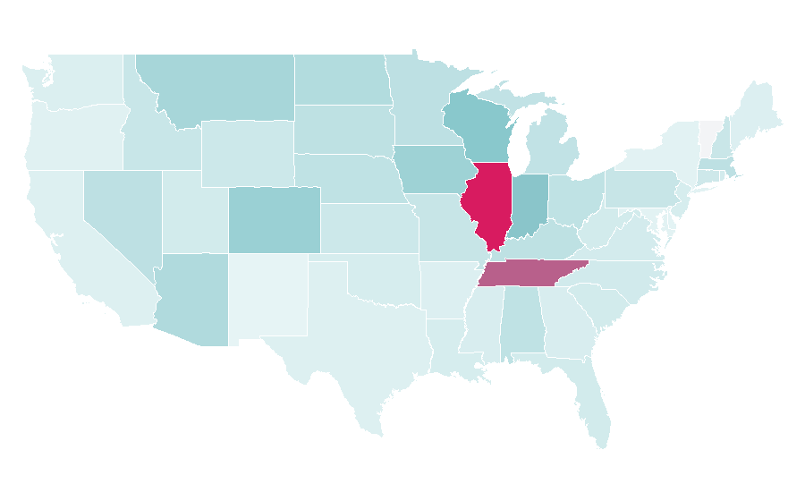 Affinity by region — Jay Cutler (American football), United States