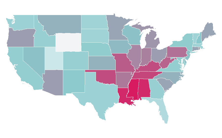 Affinity by region — Jayne Mansfield, United States