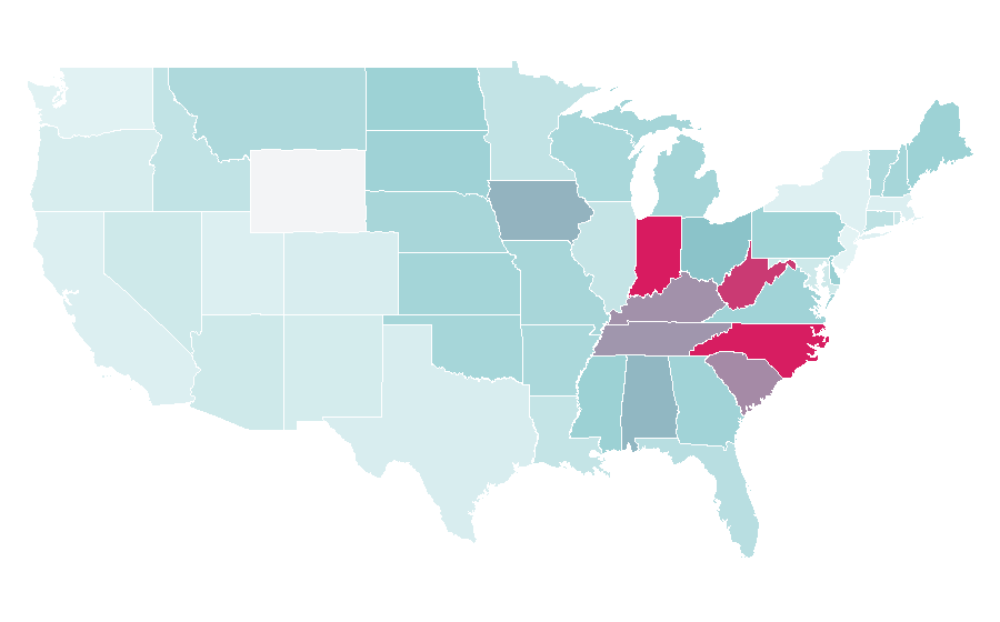 Affinity by region — Jeff Gordon, United States
