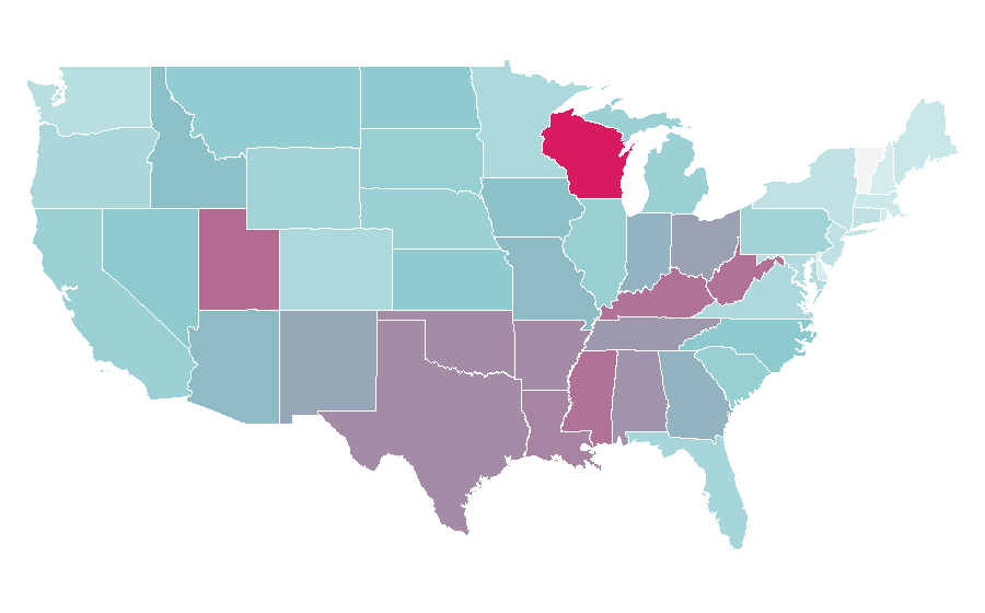 Affinity by region — Jeffrey Dahmer, United States
