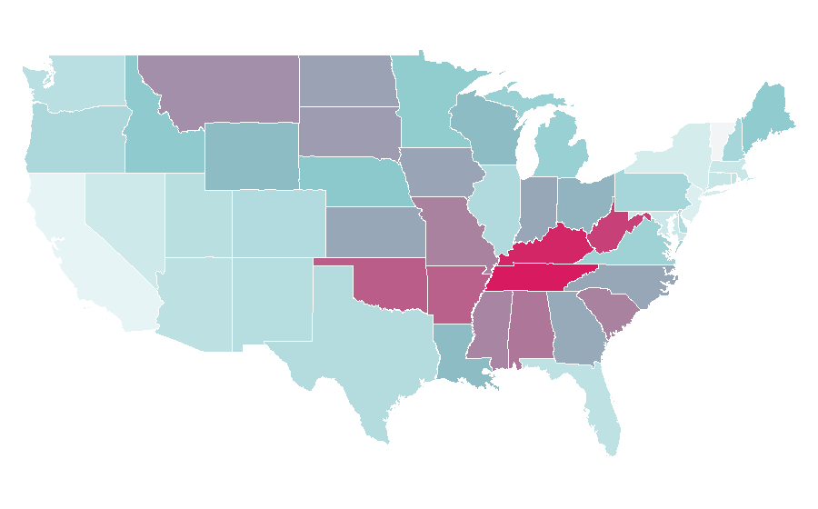 Affinity by region — Jennifer Nettles, United States