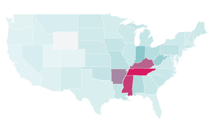 Affinity by region — Jerry Lawler, United States