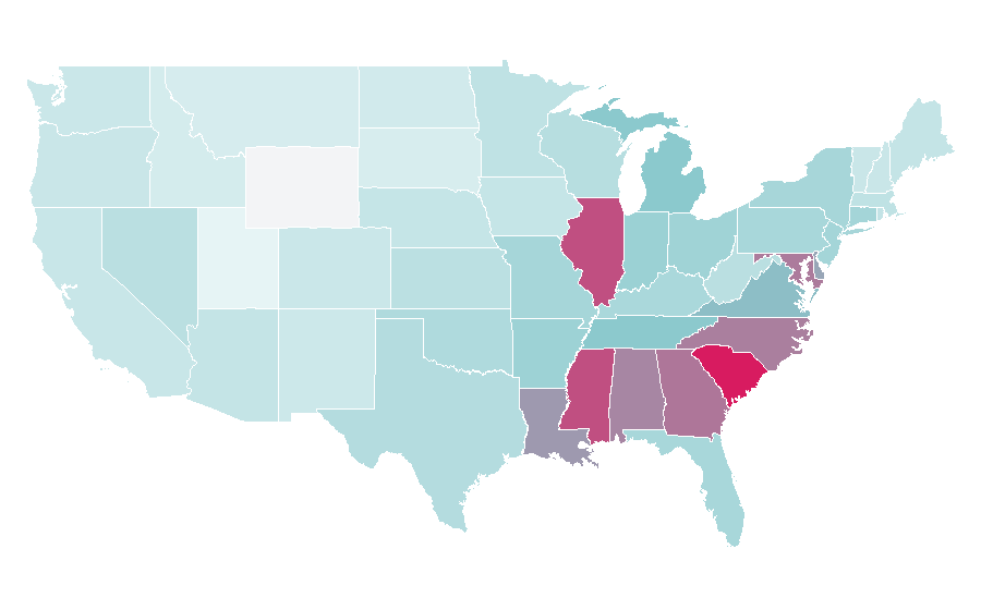 Affinity by region — Jesse Jackson, United States