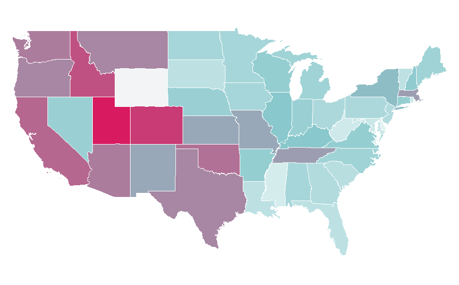 Affinity by region — Jessica Chastain, United States