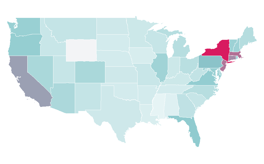 Affinity by region — Jewish cuisine, United States