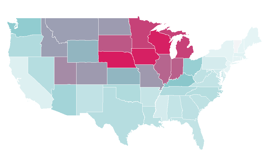 Affinité par région — Jimmy John's, États-Unis
