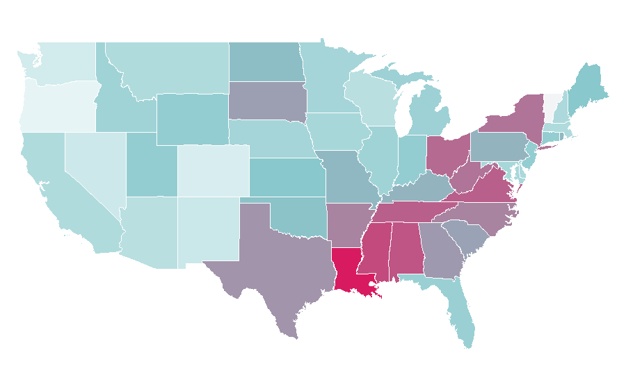 Affinity by region — John D. Rockefeller, United States