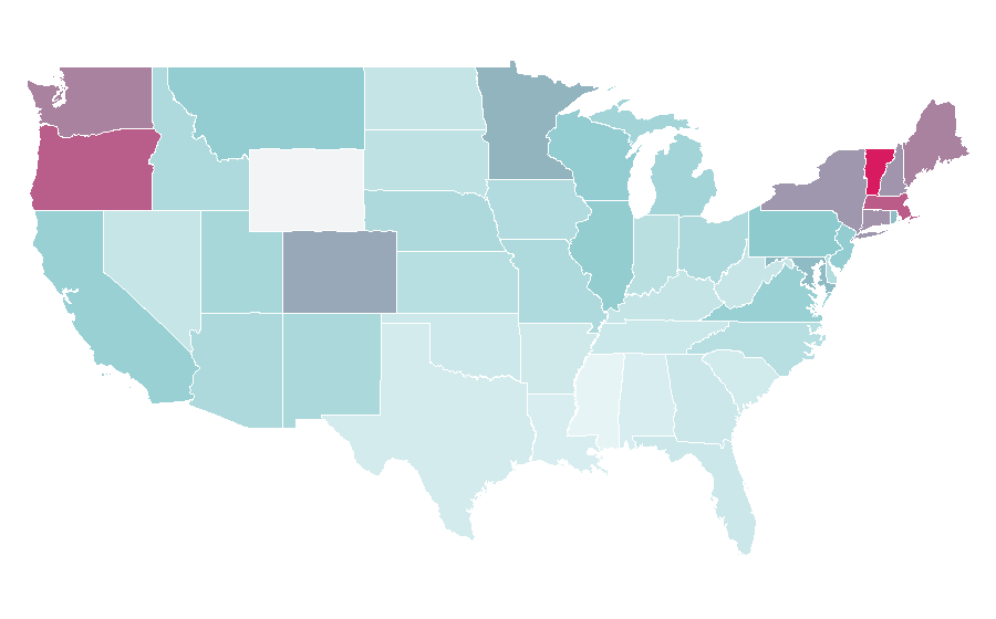 Affinity by region — John Oliver (comedian), United States