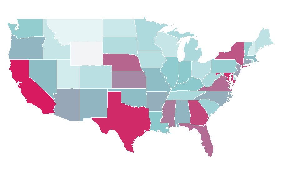 Affinité par région — Journalism, États-Unis