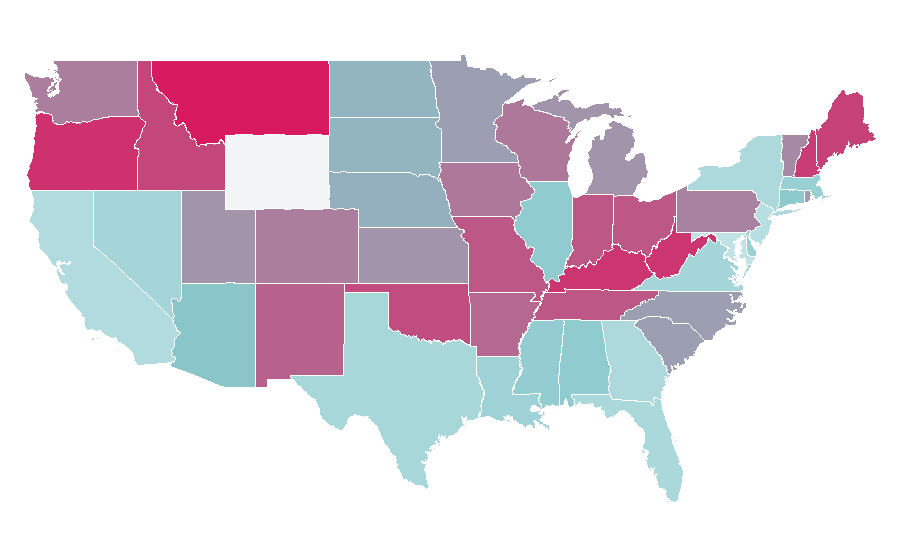 Affinity by region — Juliette Lewis, United States