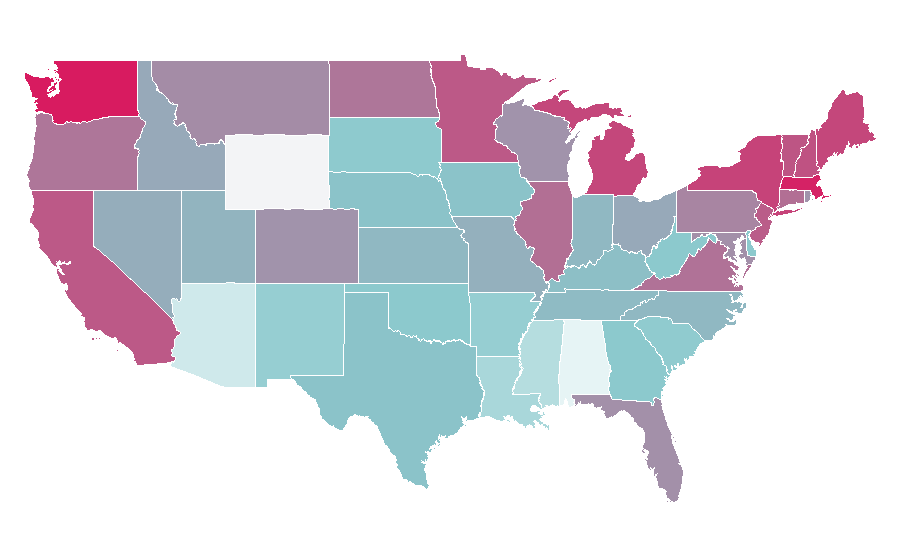 Affinity by region — Justin Trudeau, United States