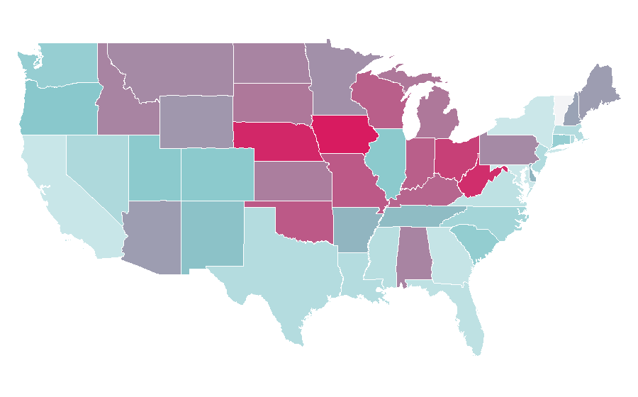 Affinity by region — Kaley Cuoco, United States