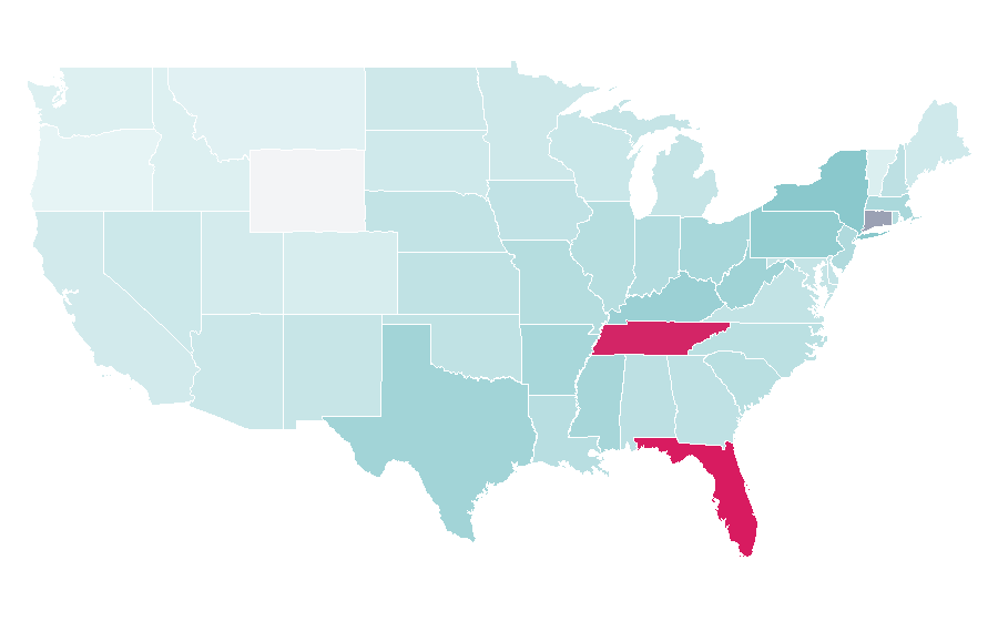 Affinity by region — Kane (wrestler), United States