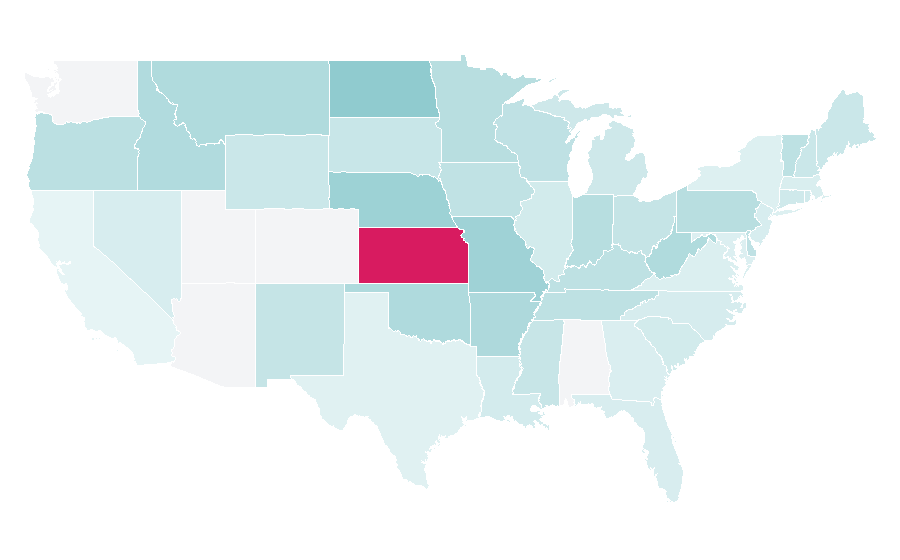 Affinity by region — Kansas (band), United States