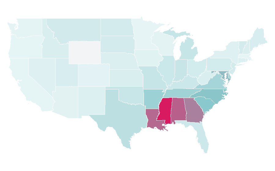 Affinity by region — Kappa Alpha Psi, United States