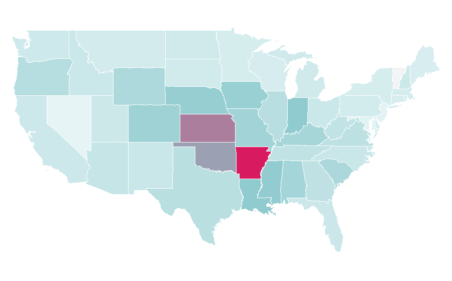 Affinity by region — Kappa Kappa Gamma, United States
