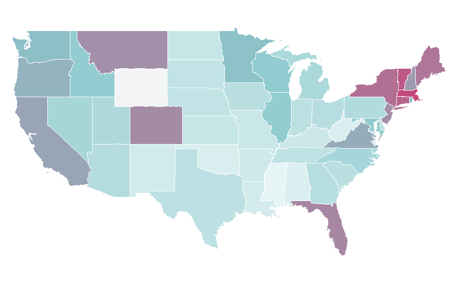 Affinity by region — Kayaking, United States