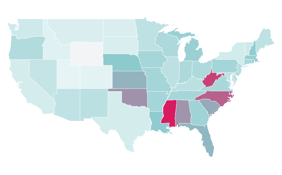 Affinity by region — KC and the Sunshine Band, United States