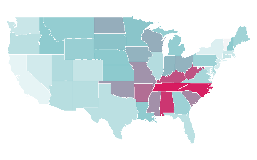 Affinity by region — Kellie Pickler, United States