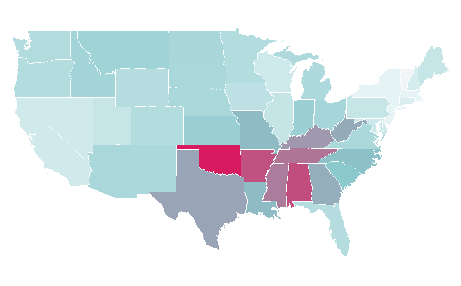 Affinity by region — Kenneth Copeland, United States