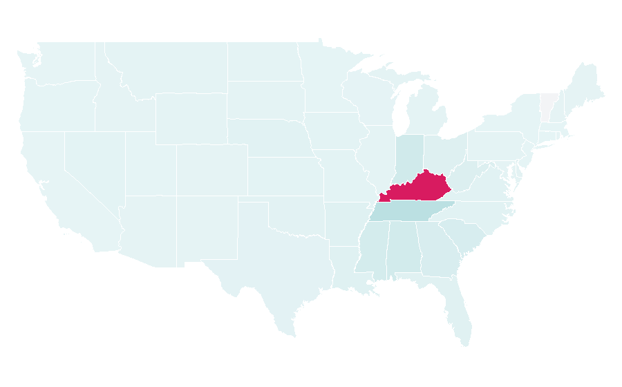 Affinity by region — Kentucky Wildcats football, United States