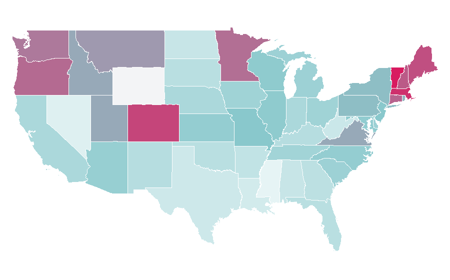 Affinity by region — Keri Russell, United States