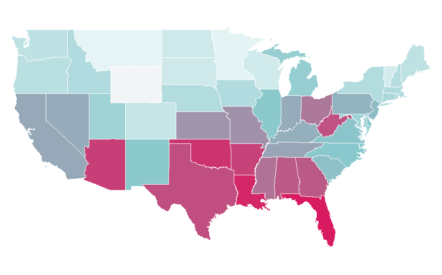 Affinity by region — Kia Forte, United States