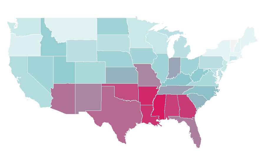 Affinity by region — Kia Stinger, United States