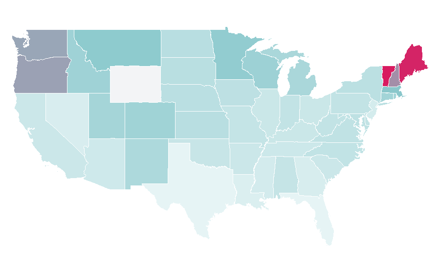 Affinity by region — Knitting pattern, United States