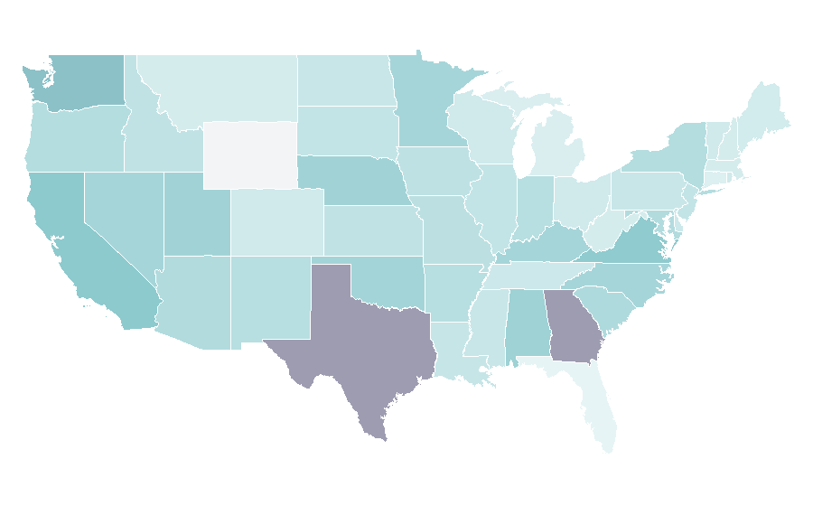 Affinity by region — Korean language, United States