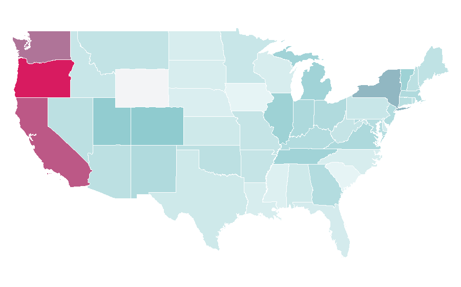 Affinity by region — Korg, United States