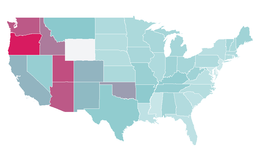 Affinity by region — Kristen Stewart, United States
