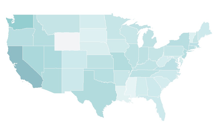 Affinity by region — Kristin Kreuk, United States